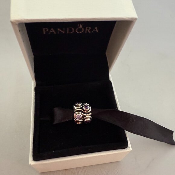 Authentic Pandora Sterling Silver Fantasy Swirls Pink CZ Charm 790263PCZ NEW - Picture 1 of 1